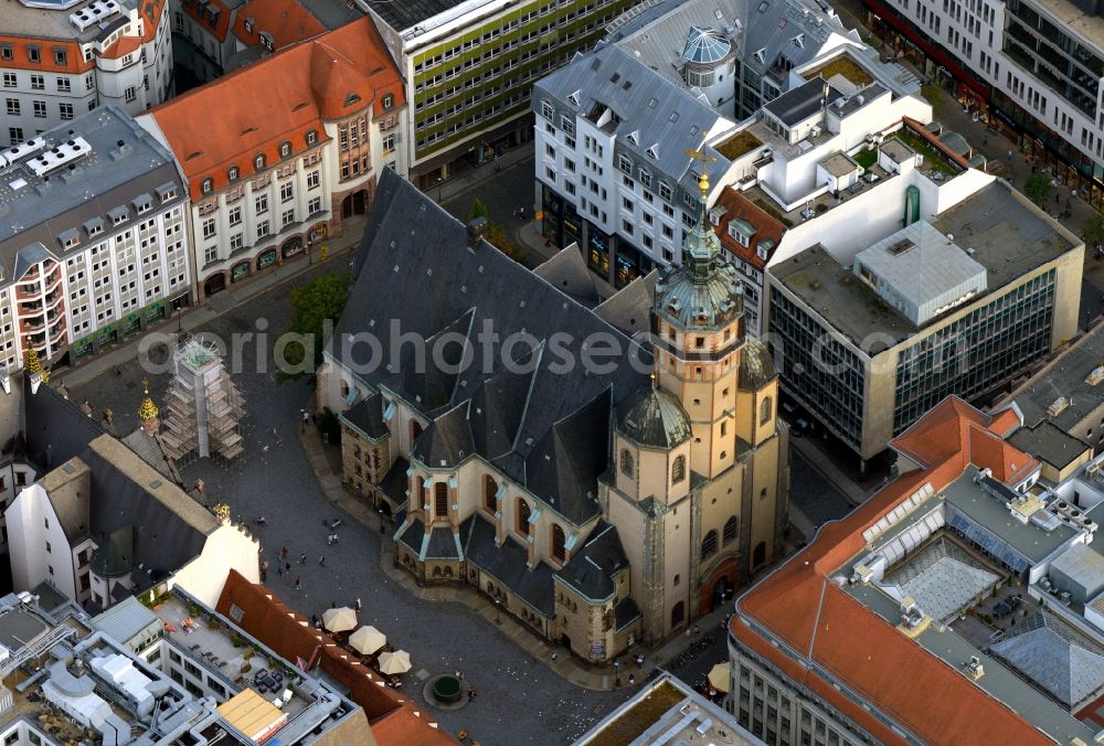 Leipzig from the bird's eye view: Nikolaichurch at the Nikolaikirchhof in Leipzig in Saxony