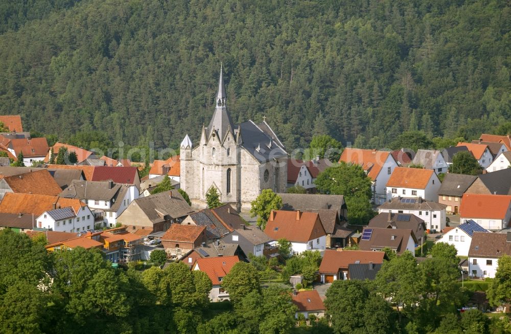 Aerial image Marsberg - Church Nikolai in Marsberg in the state of North Rhine-Westphalia