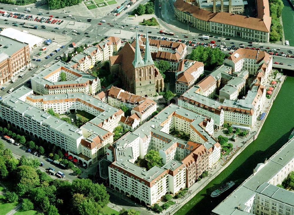 Berlin from the bird's eye view: Nikolaiviertel in Berlin - Mitte.