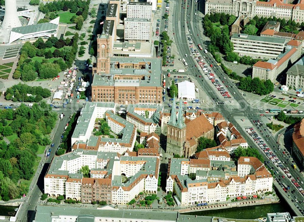 Berlin from above - Nikolaiviertel in Berlin - Mitte.