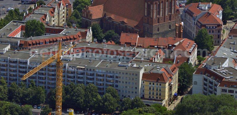 Berlin Mitte from the bird's eye view: Nikolai Quarter in Berlin-Mitte with the data used as a museum Nikolai church in the center