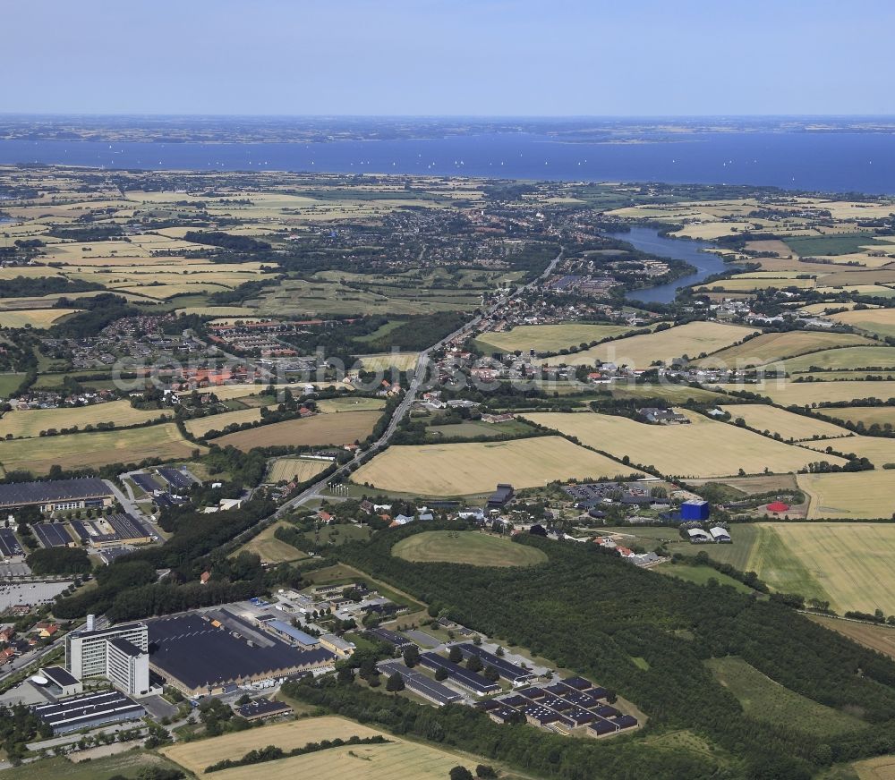 Nordborg Sogn from above - Nordborg Sogn in Denmark. Danfoss Group headquarters and the technology park Danfoss UNIVERS, as in the northern part of the island of Als