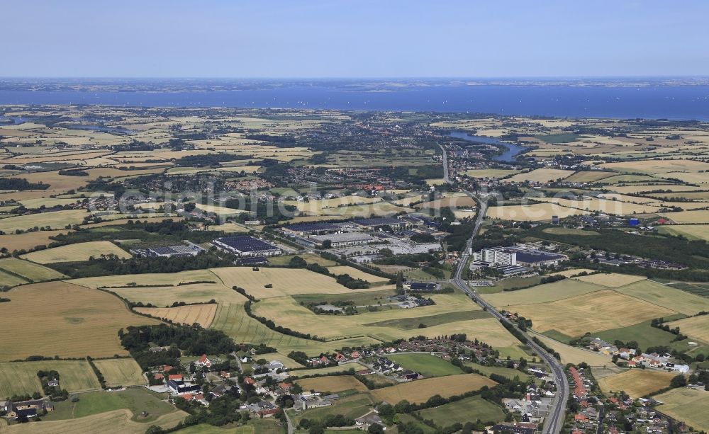 Aerial photograph Nordborg Sogn - Nordborg Sogn in Denmark. Danfoss Group headquarters and the technology park Danfoss UNIVERS, as in the northern part of the island of Als