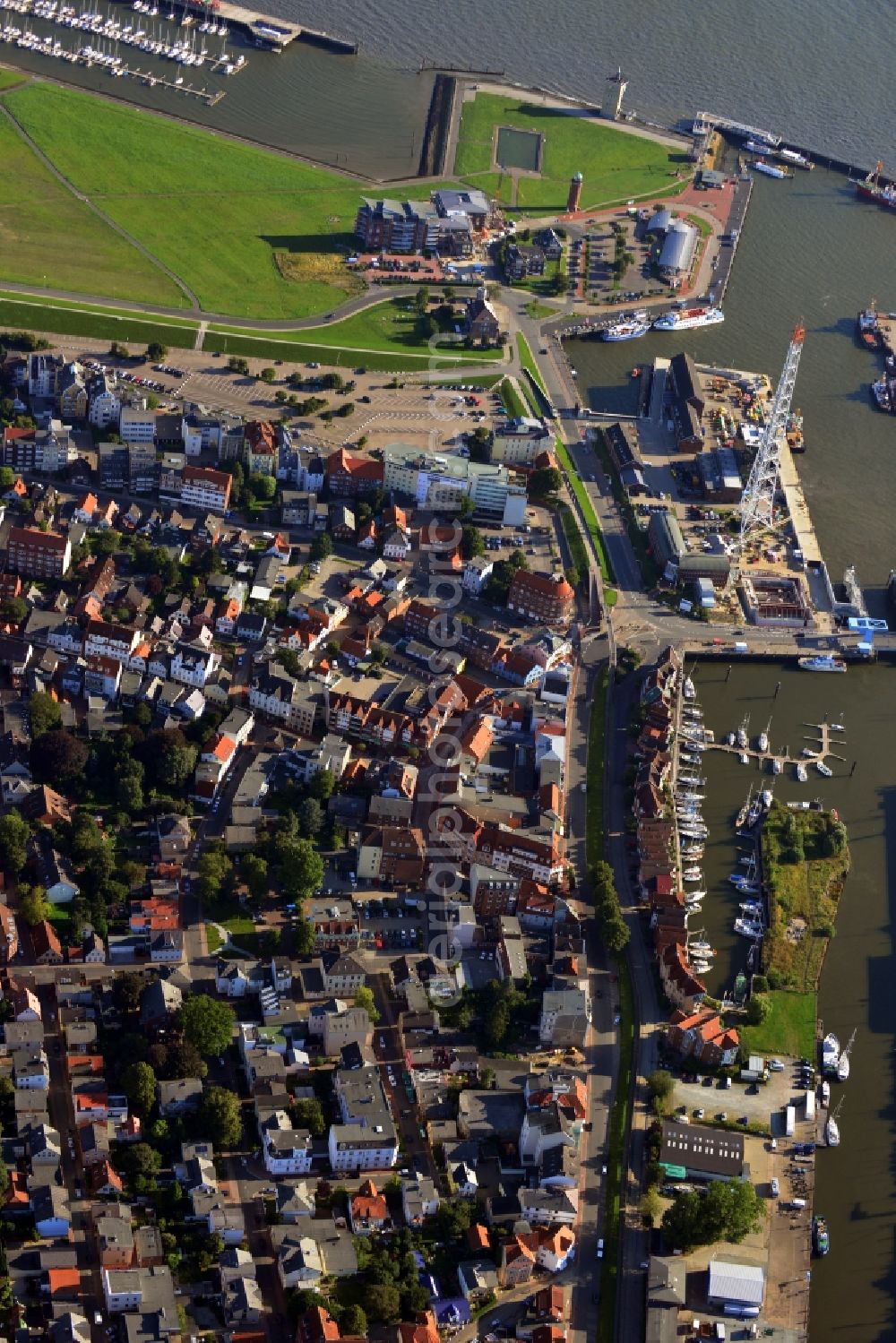 Cuxhaven from the bird's eye view: North Sea - Harbour and the coastal area in Cuxhaven in Lower Saxony