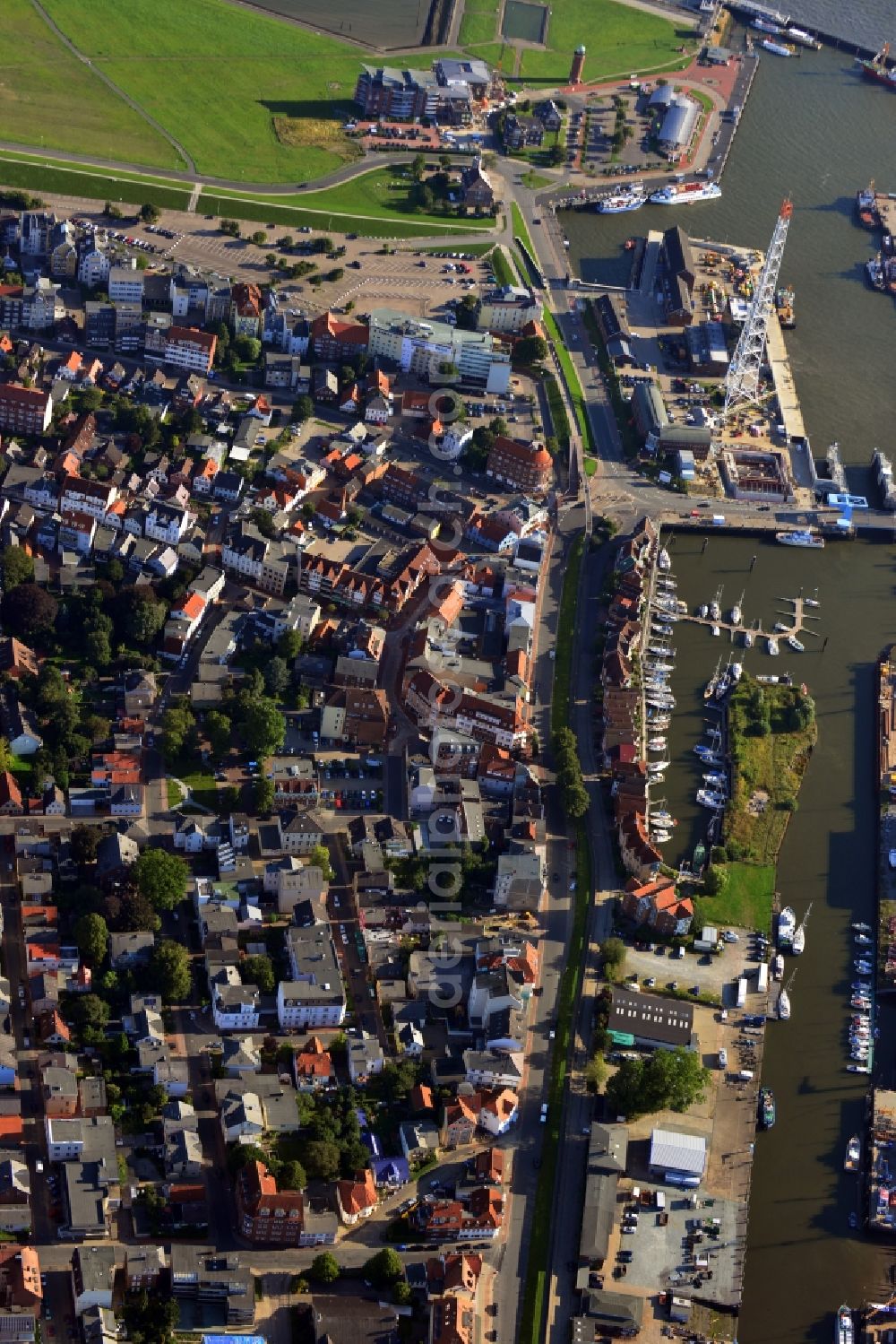 Aerial image Cuxhaven - North Sea - Harbour and the coastal area in Cuxhaven in Lower Saxony