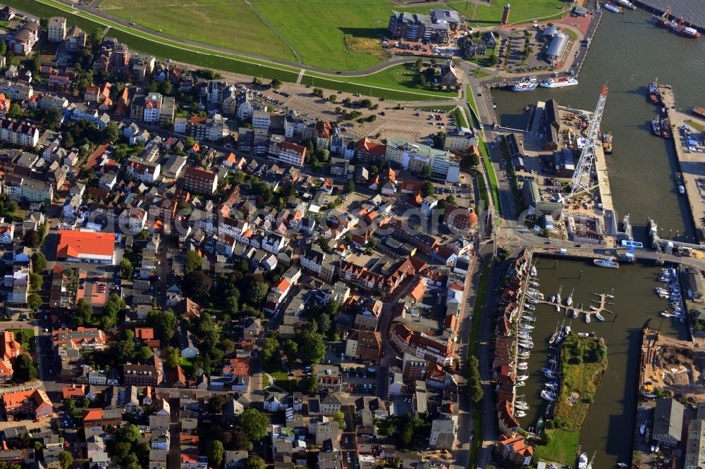 Aerial photograph Cuxhaven - North Sea - Harbour and the coastal area in Cuxhaven in Lower Saxony