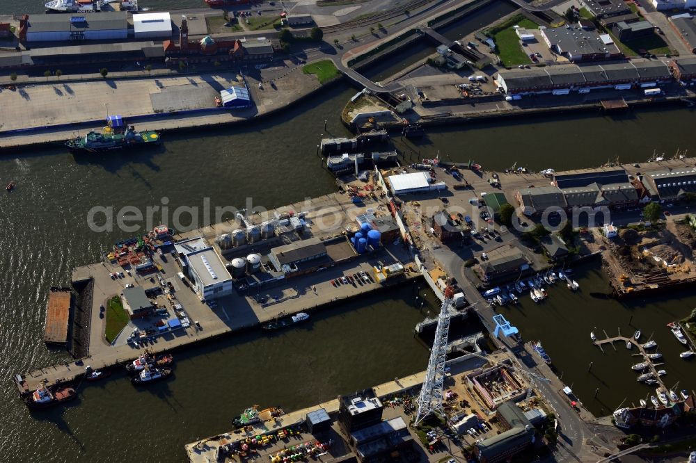 Cuxhaven from above - North Sea - Harbour and the coastal area in Cuxhaven in Lower Saxony