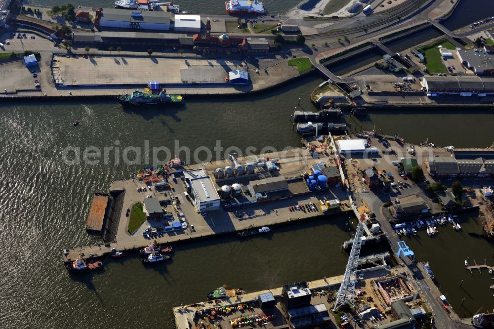 Cuxhaven from the bird's eye view: North Sea - Harbour and the coastal area in Cuxhaven in Lower Saxony