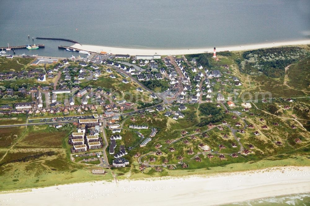 Aerial image Hörnum/Sylt - Hörnum (Sylt) in Schleswig-Holstein is located in the municipal district of North Friesland. It lies at the tip of the southern island of Sylt Nehrungshakens the island. The congregation belongs to the office landscape Hörnum Sylt