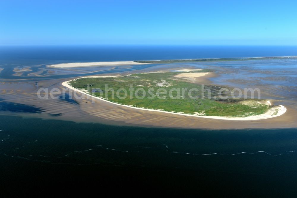 Aerial image Juist - View of the nature preserved North Sea island Memmert and the island Juist in the North Sea with Wadden Sea in Lower Saxony