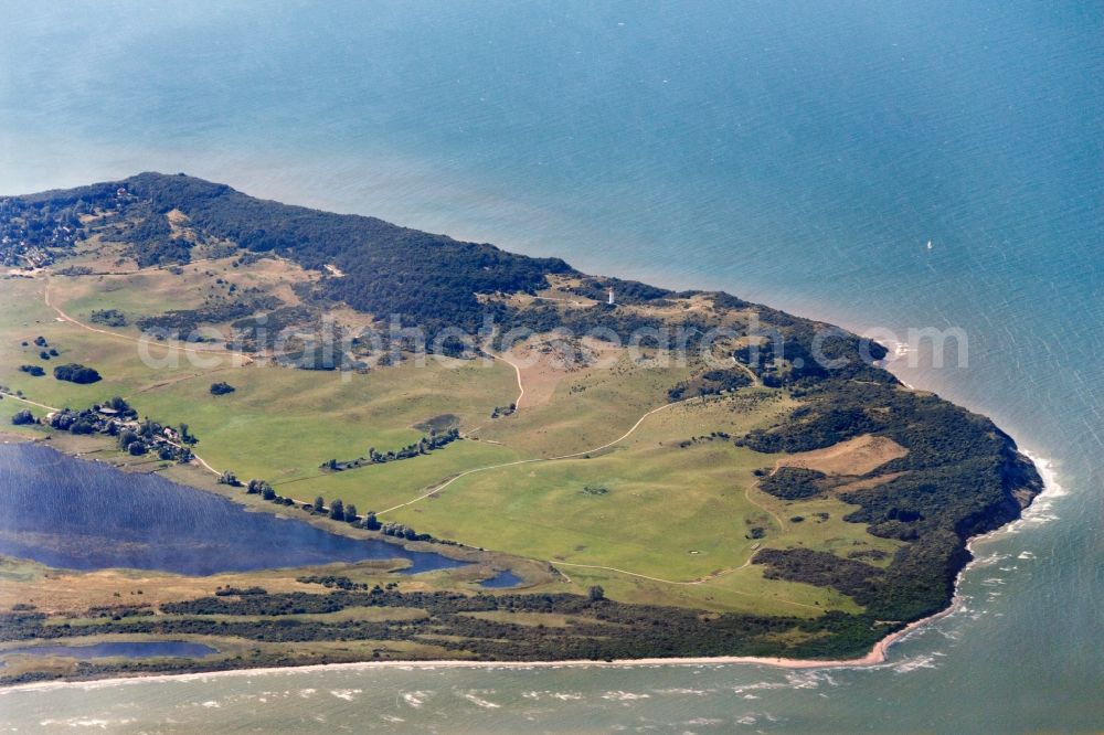 Aerial photograph Insel Hiddensee - View of Kloster and the lighthouse on the northern tip of the island Hiddensee in the Federal State of Mecklenburg-Western Pomerania