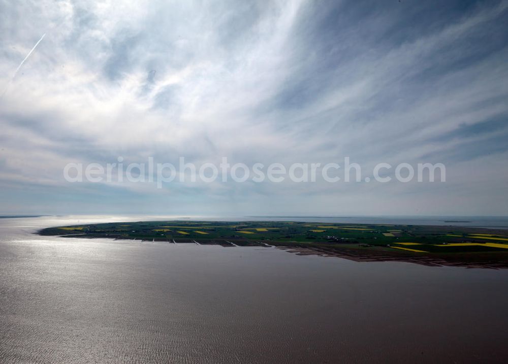 Nordstrand from above - Nordstrand is a peninsula and former island in North Frisia on the North Sea coast. It is part of the Nordfriesland district in the federal state of Schleswig-Holstein