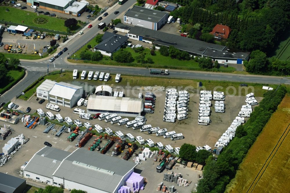 Schwarzenbeck from the bird's eye view: Commercial Vehicle and Special Vehicle trade of Reisemobile Schwarzenbek GmbH in Schwarzenbeck in the state Schleswig-Holstein, Germany