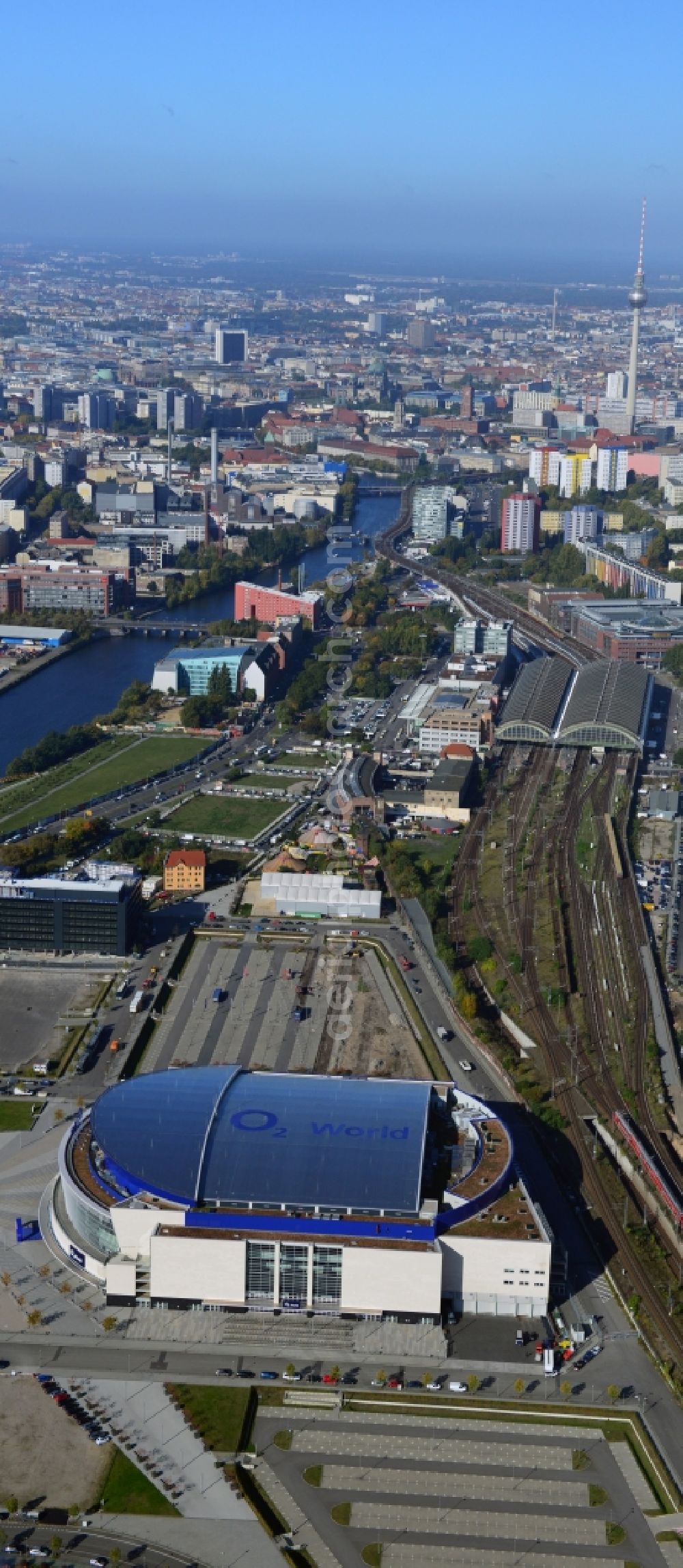 Berlin from above - View of the O2 World Arena in Berlin Friedrichshain