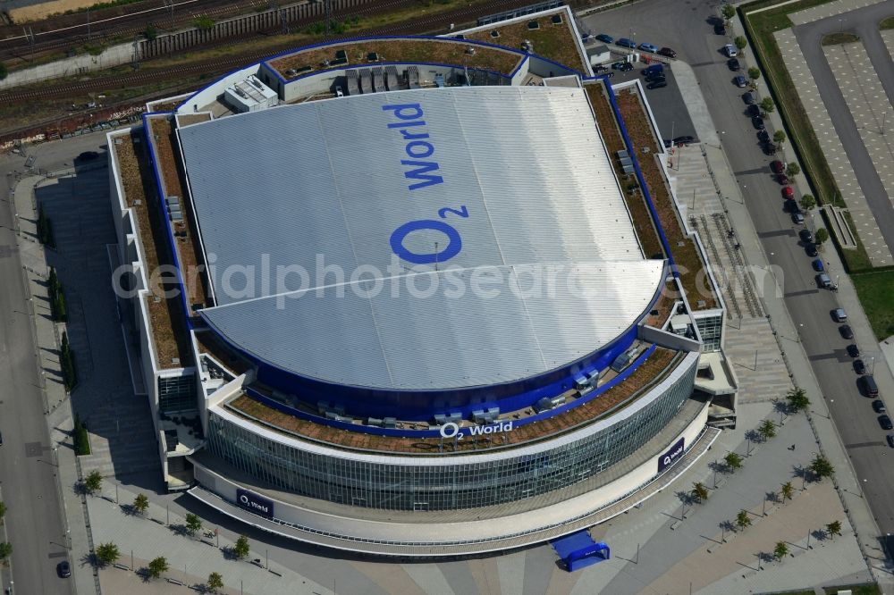 Aerial image Berlin - View of the O2 World Arena in Berlin Friedrichshain