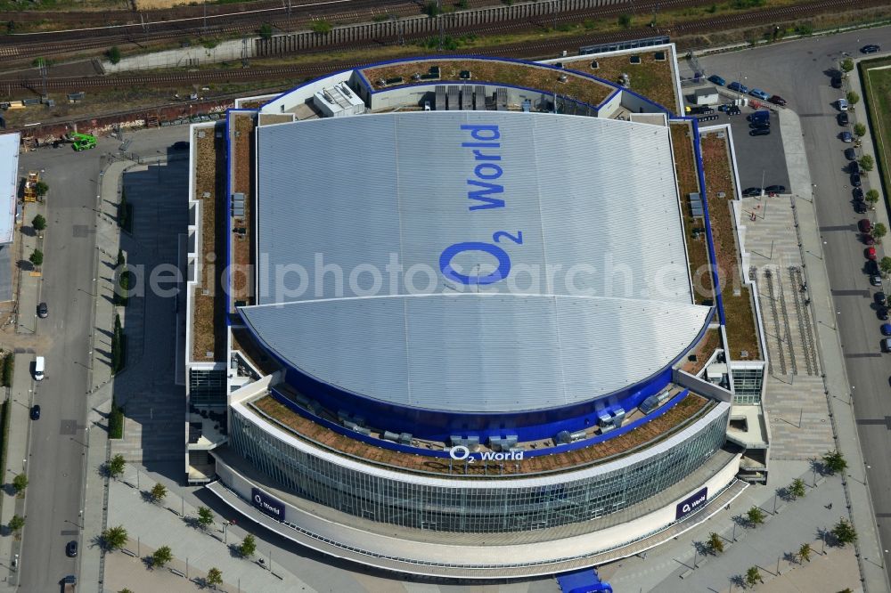 Aerial photograph Berlin - View of the O2 World Arena in Berlin Friedrichshain