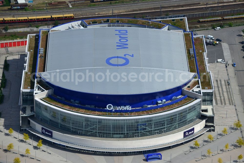 Aerial photograph Berlin - View of the O2 World Arena in Berlin Friedrichshain