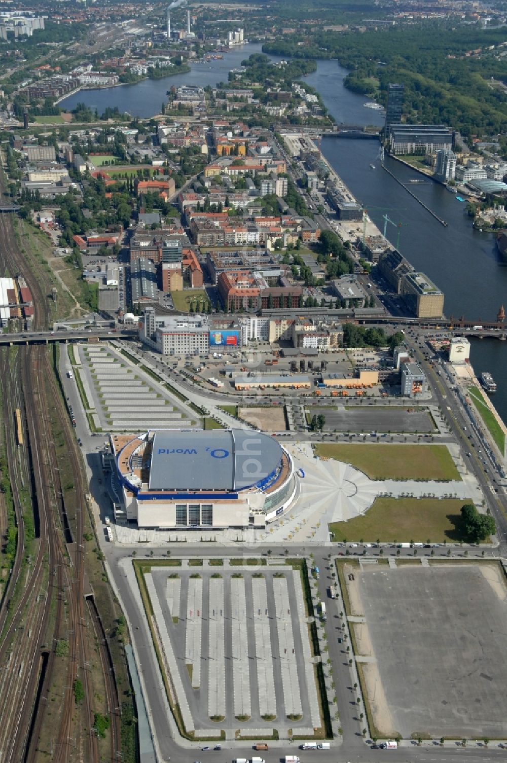 Berlin from above - View of the O2 World Arena in Berlin Friedrichshain