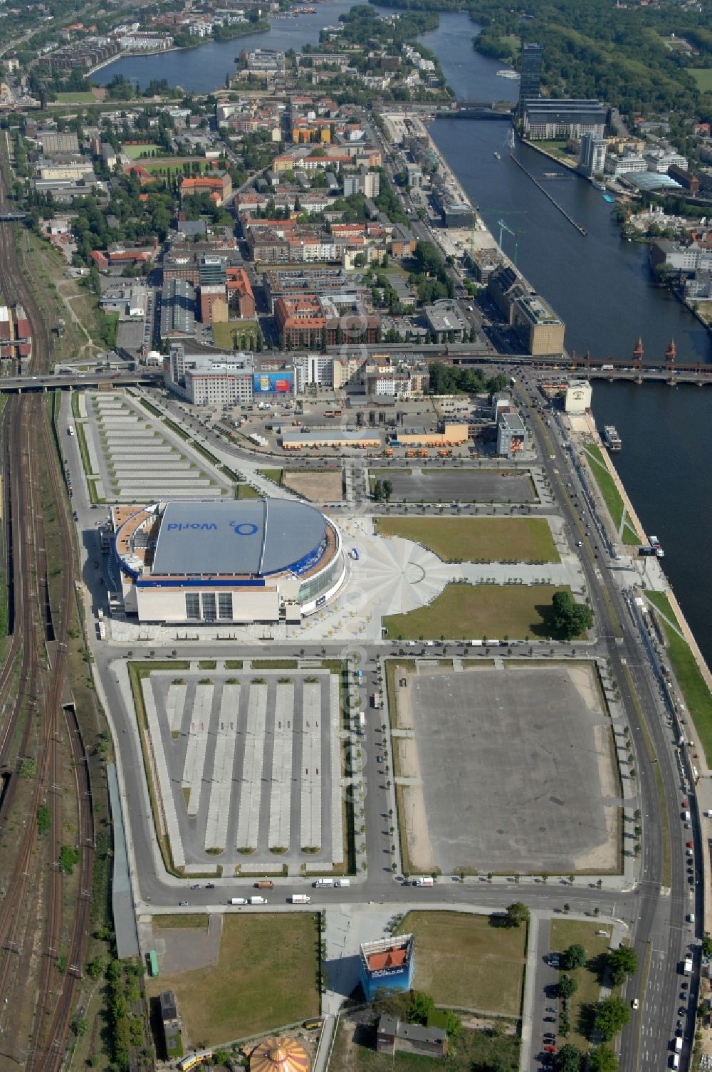 Berlin from the bird's eye view: View of the O2 World Arena in Berlin Friedrichshain