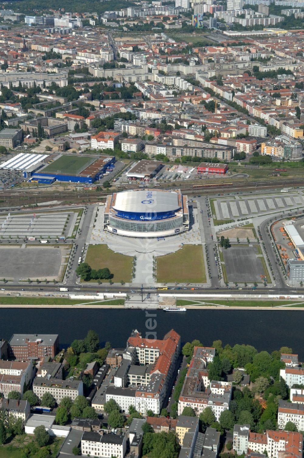 Berlin from above - View of the O2 World Arena in Berlin Friedrichshain