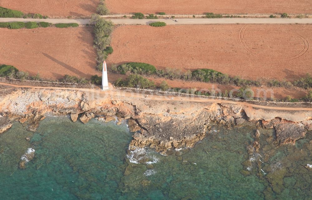 Aerial photograph Cala Mata - Positioning/ sight/ sighting tower obelisk in Cala Mata in bay of Alcudia in Mallorca in Illes Balears in Spain