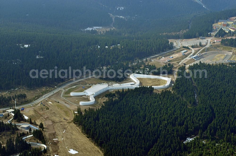 Oberhof from above - View Oberhofer ski track with the newly built ski resort. This from the German Ski Federation initiated sports facility is unique in Europe