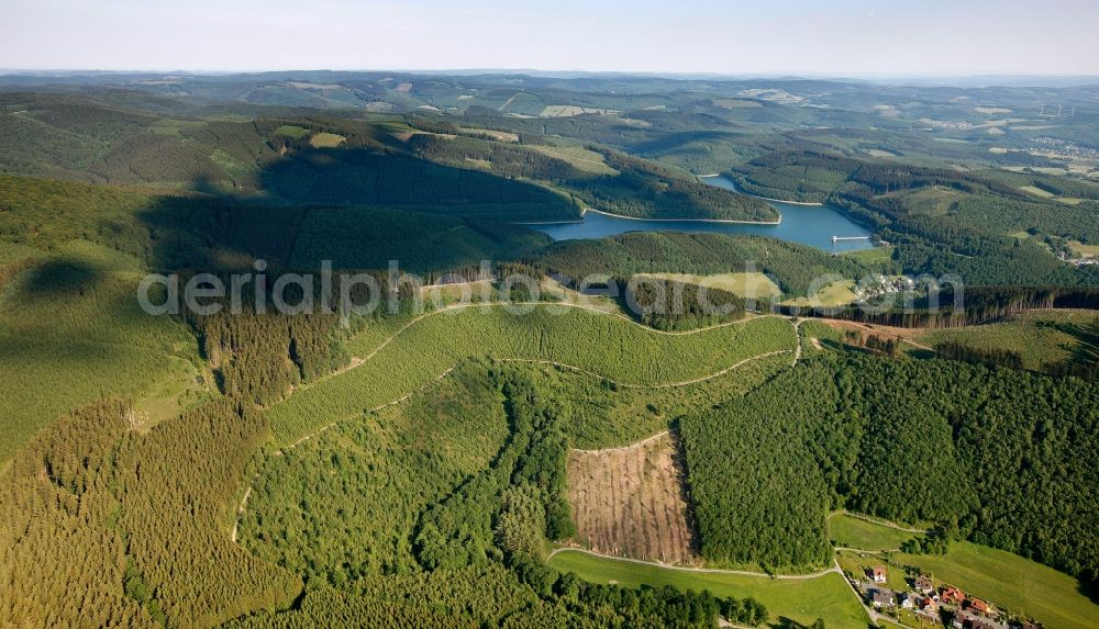 Aerial image Dorsten - View of the barrier lake Obernau in Netphen in the state of North Rhine-Westphalia