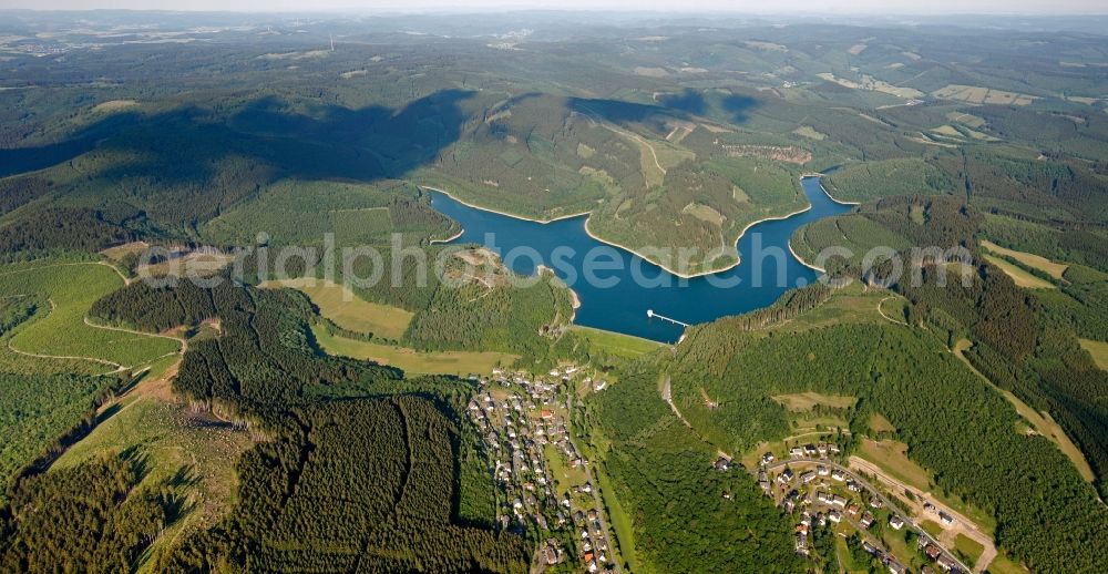 Aerial photograph Dorsten - View of the barrier lake Obernau in Netphen in the state of North Rhine-Westphalia