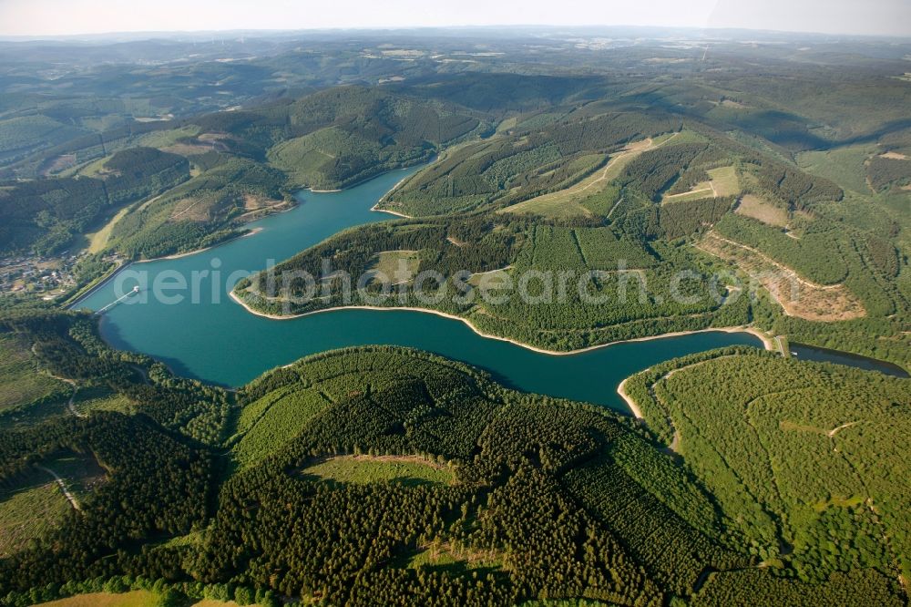 Aerial image Dorsten - View of the barrier lake Obernau in Netphen in the state of North Rhine-Westphalia