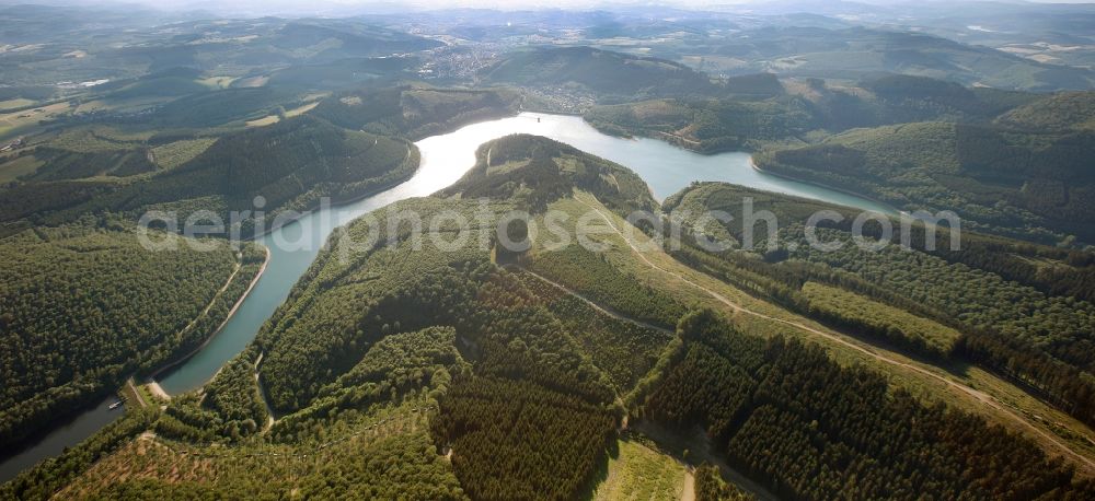 Aerial photograph Dorsten - View of the barrier lake Obernau in Netphen in the state of North Rhine-Westphalia