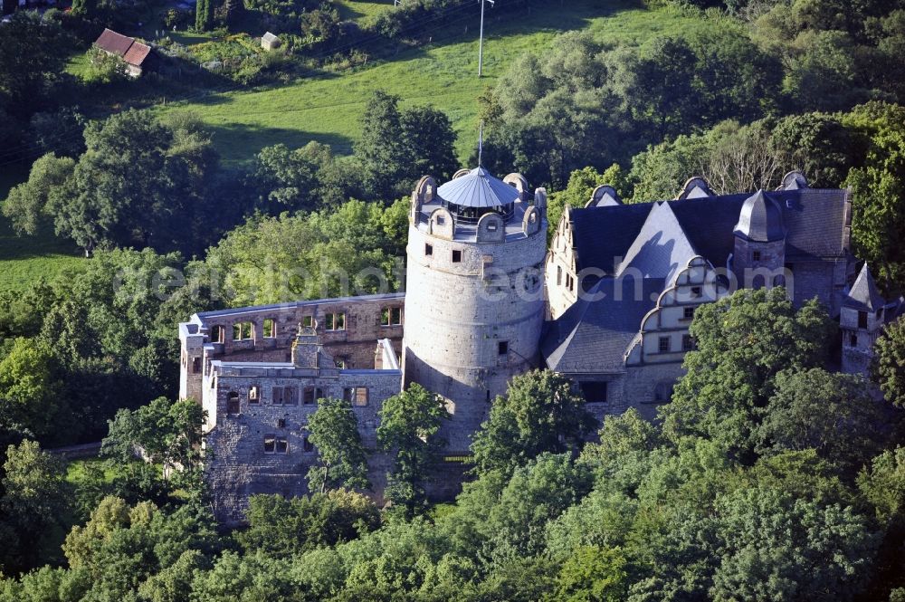 Aerial image Kranichfeld - 7/23/2012 KRANICHFELD KRANICHFELD View of the Upper Castle Kranichfeld in the state of Thuringia. The upper castle is an early-Renaissance of 1530 with older predecessors in the 12th Century