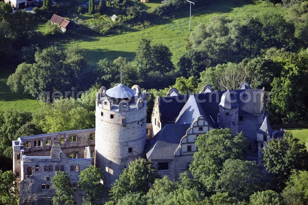 Aerial photograph Kranichfeld - 7/23/2012 KRANICHFELD KRANICHFELD View of the Upper Castle Kranichfeld in the state of Thuringia. The upper castle is an early-Renaissance of 1530 with older predecessors in the 12th Century