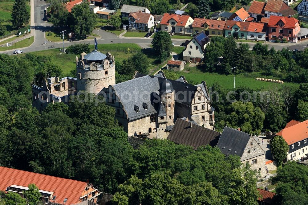 Kranichfeld from above - 7/23/2012 KRANICHFELD KRANICHFELD View of the Upper Castle Kranichfeld in the state of Thuringia. The upper castle is an early-Renaissance of 1530 with older predecessors in the 12th Century