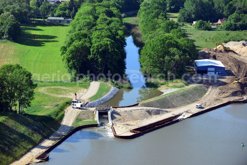 Elbe-Parey from above - Headwater weir Zerben at the Elbe-Havel-Canel in the state Saxony-Anhalt