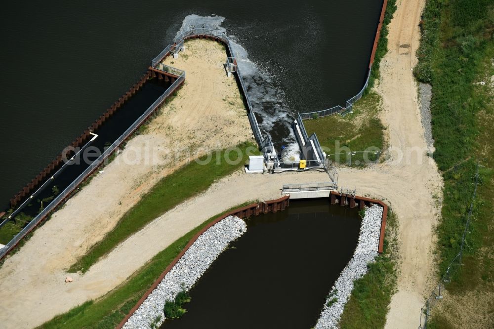 Aerial image Elbe-Parey - Headwater weir Zerben at the Elbe-Havel-Canel in the state Saxony-Anhalt