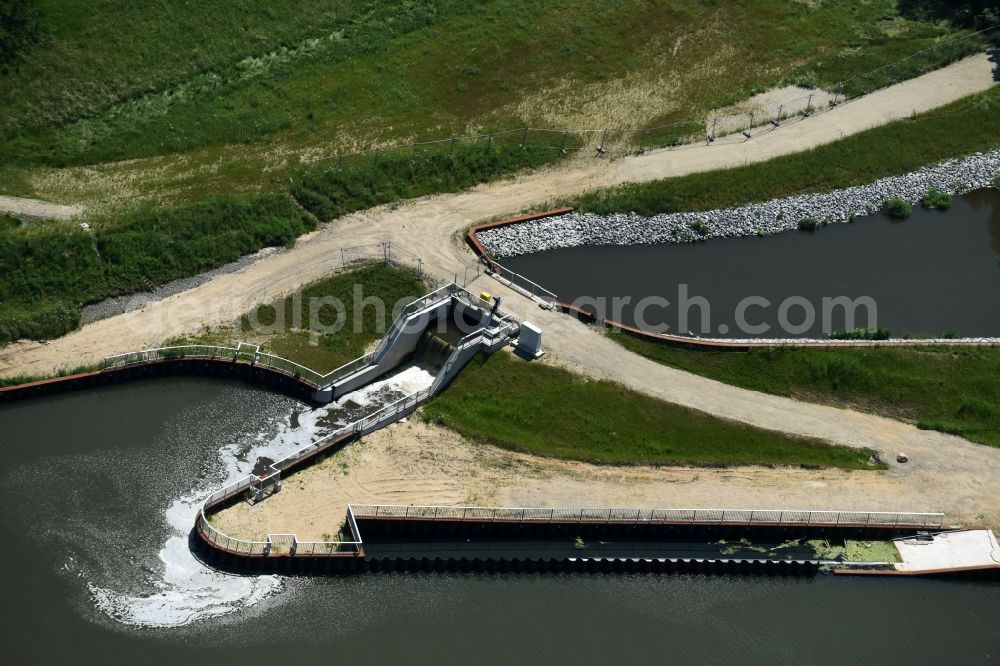 Aerial image Elbe-Parey - Headwater weir Zerben at the Elbe-Havel-Canel in the state Saxony-Anhalt