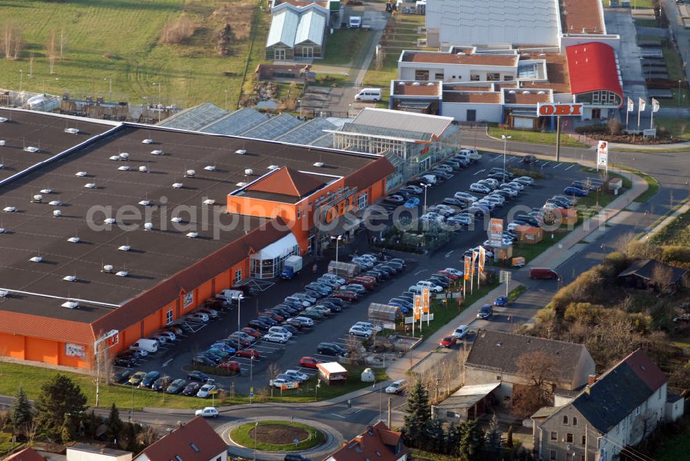 Böhlen from above - Blick auf das Gelände des OBI Baumarkt in Böhlen bei Leipzig. (OBI Bau- und Heimwerkermärkte GmbH & Co. KG, Systemzentrale, Am Ring 21, 04564 Böhlen bei Leipzig)