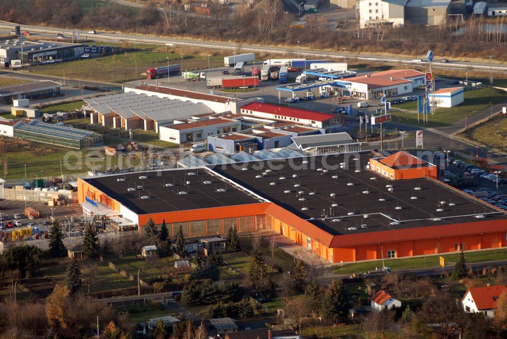 Aerial image Böhlen - Blick auf das Gelände des OBI Baumarkt in Böhlen bei Leipzig. (OBI Bau- und Heimwerkermärkte GmbH & Co. KG, Systemzentrale, Am Ring 21, 04564 Böhlen bei Leipzig)