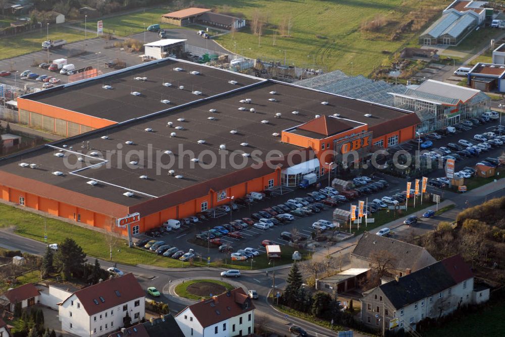 Aerial image Böhlen - Blick auf das Gelände des OBI Baumarkt in Böhlen bei Leipzig. (OBI Bau- und Heimwerkermärkte GmbH & Co. KG, Systemzentrale, Am Ring 21, 04564 Böhlen bei Leipzig)