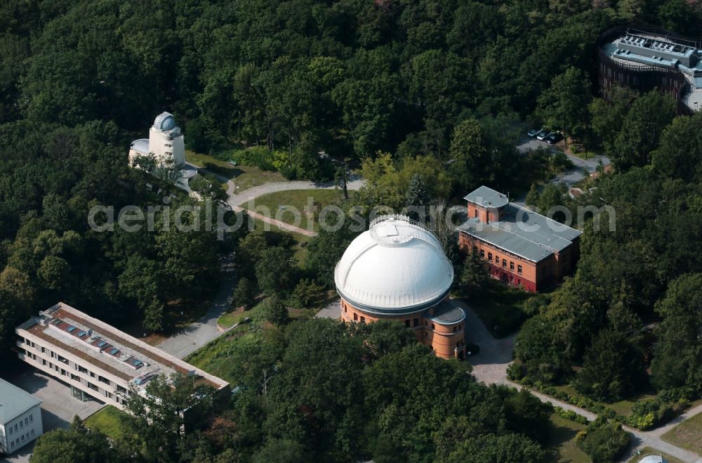 Potsdam from above - Observatory and Planetariumskuppel- constructional building complex of the Institute of Potsdam-Institut fuer Klimafolgenforschung on Telegrafenberg in the district Potsdam Sued in Potsdam in the state Brandenburg