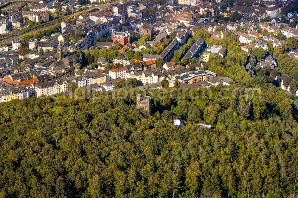 Aerial image Hagen - Observatory and planetarium domed building complex of buildings of the national observatory Hagen in the Eugene's Richter observation tower in Hagen in the federal state North Rhine-Westphalia