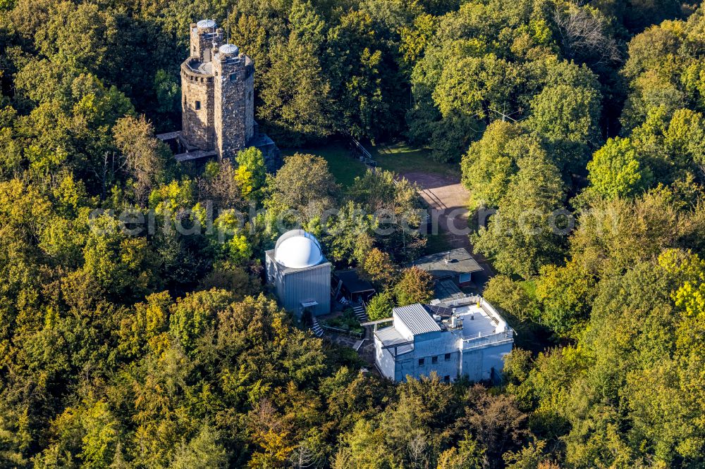 Aerial photograph Hagen - Observatory and planetarium domed building complex of buildings of the national observatory Hagen in the Eugene's Richter observation tower in Hagen in the federal state North Rhine-Westphalia