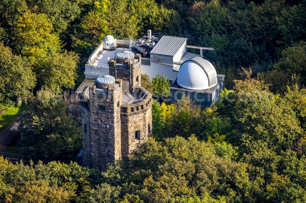 Hagen from above - Observatory and planetarium domed building complex of buildings of the national observatory Hagen in the Eugene's Richter observation tower in Hagen in the federal state North Rhine-Westphalia