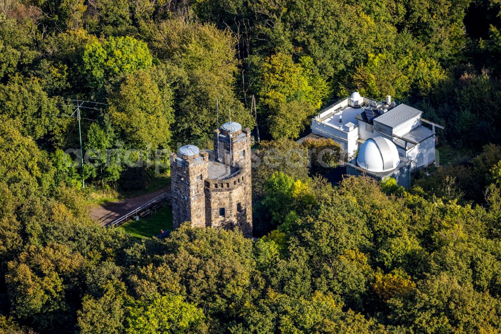 Aerial image Hagen - Observatory and planetarium domed building complex of buildings of the national observatory Hagen in the Eugene's Richter observation tower in Hagen in the federal state North Rhine-Westphalia