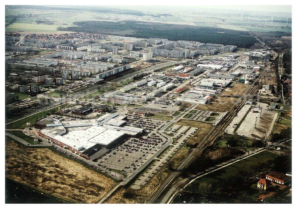 Aerial image Schwedt / Oder - Oder- Center der ECE Projektmanagment in Schwedt an der Oder.