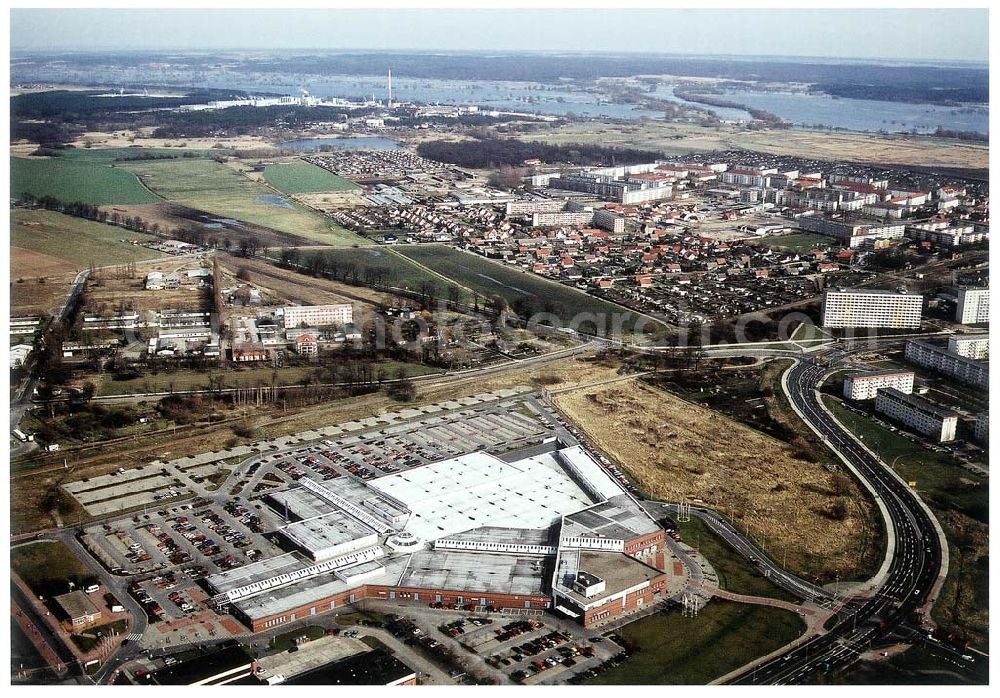 Aerial image Schwedt / Oder - Oder- Center der ECE Projektmanagment in Schwedt an der Oder.