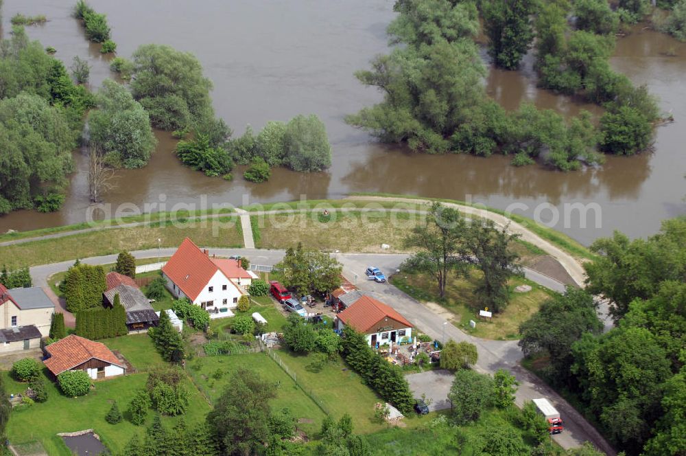 Ziltendorf from the bird's eye view: View of the tense situation in the flood area of Ziltendorf in Brandenburg