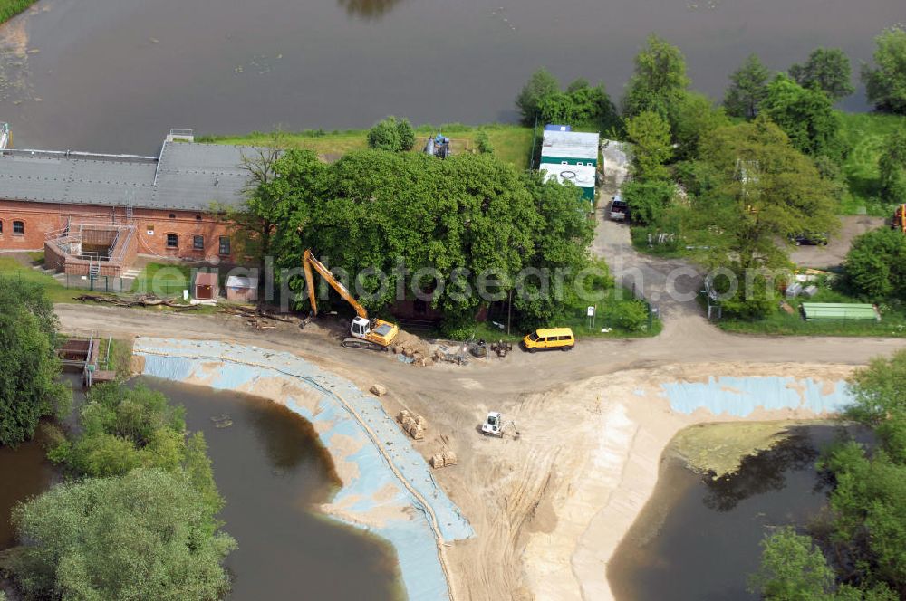 Brieskow-Finkenheerd from above - View of the tense situation in the flood area of Brieskow-Finkenheerd in Brandenburg