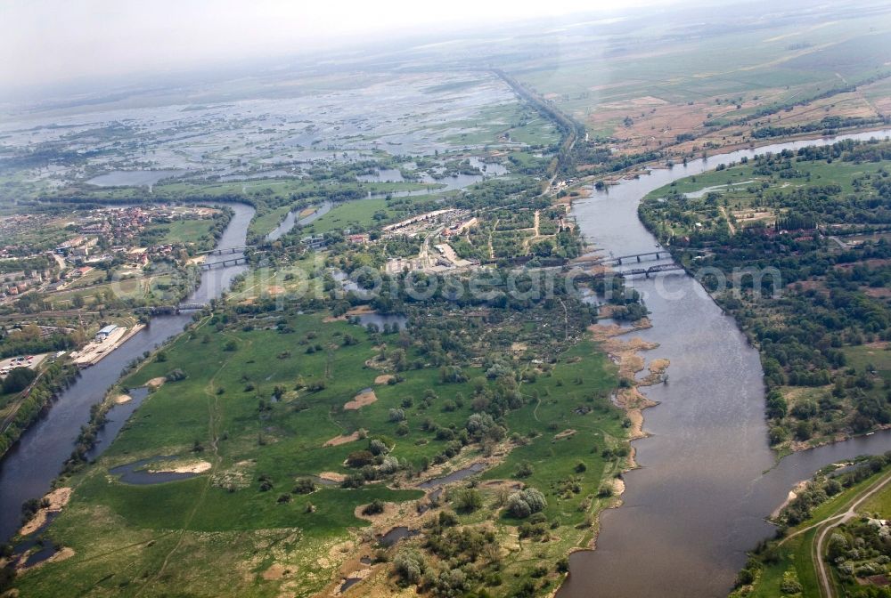 Aerial image Küstrin - Bridges over the river Oder near by Kuestrin