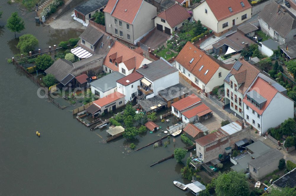 Aerial photograph Eisenhüttenstadt - Blick auf die angespannte Hochwassersituation der Oder am Stadtbereich von Eisenhüttenstadt im Bundesland Brandenburg. View of the tense situation in the flood area of Eisenhüttenstadt in Brandenburg.